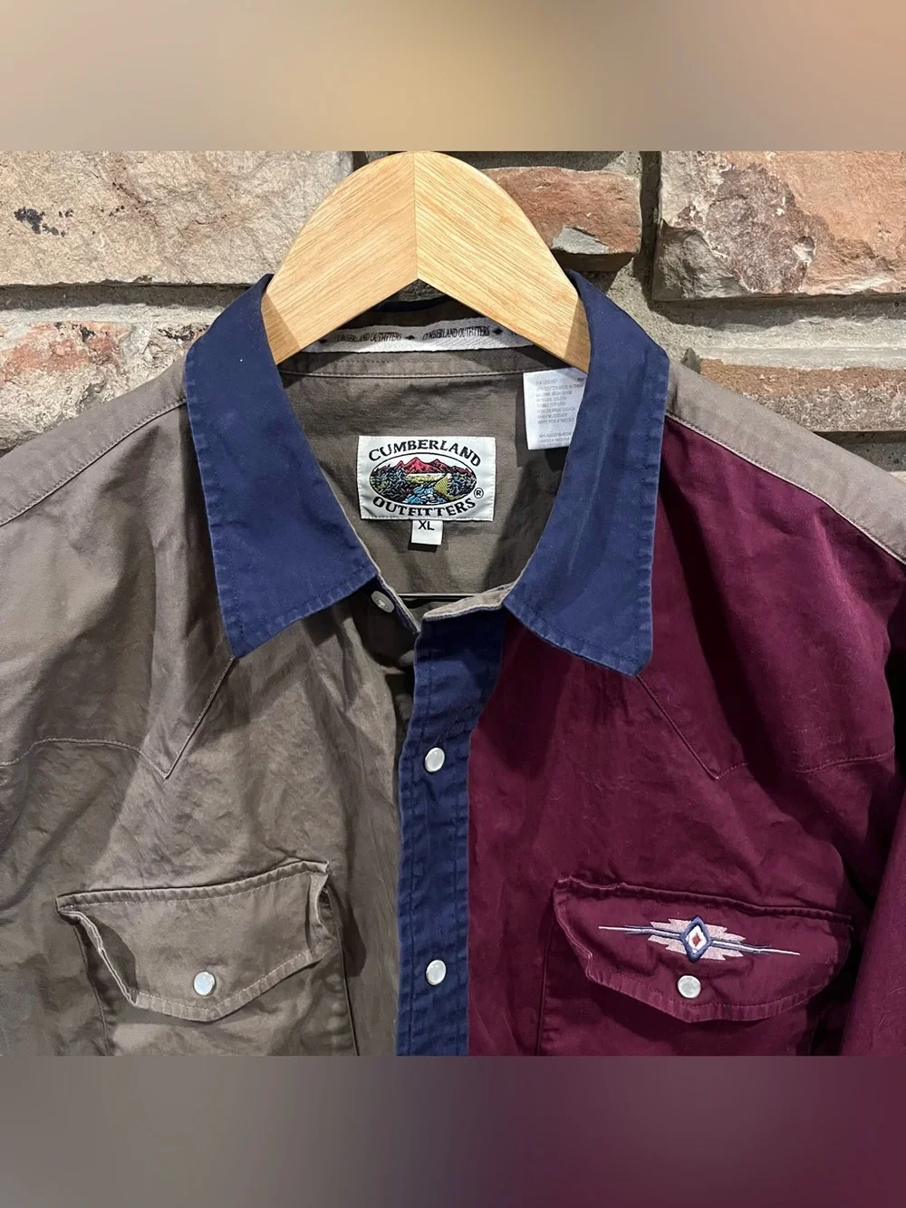 Cumberland Outfitters Colorblock Western Pearl Snap Long-Sleeve Shirt